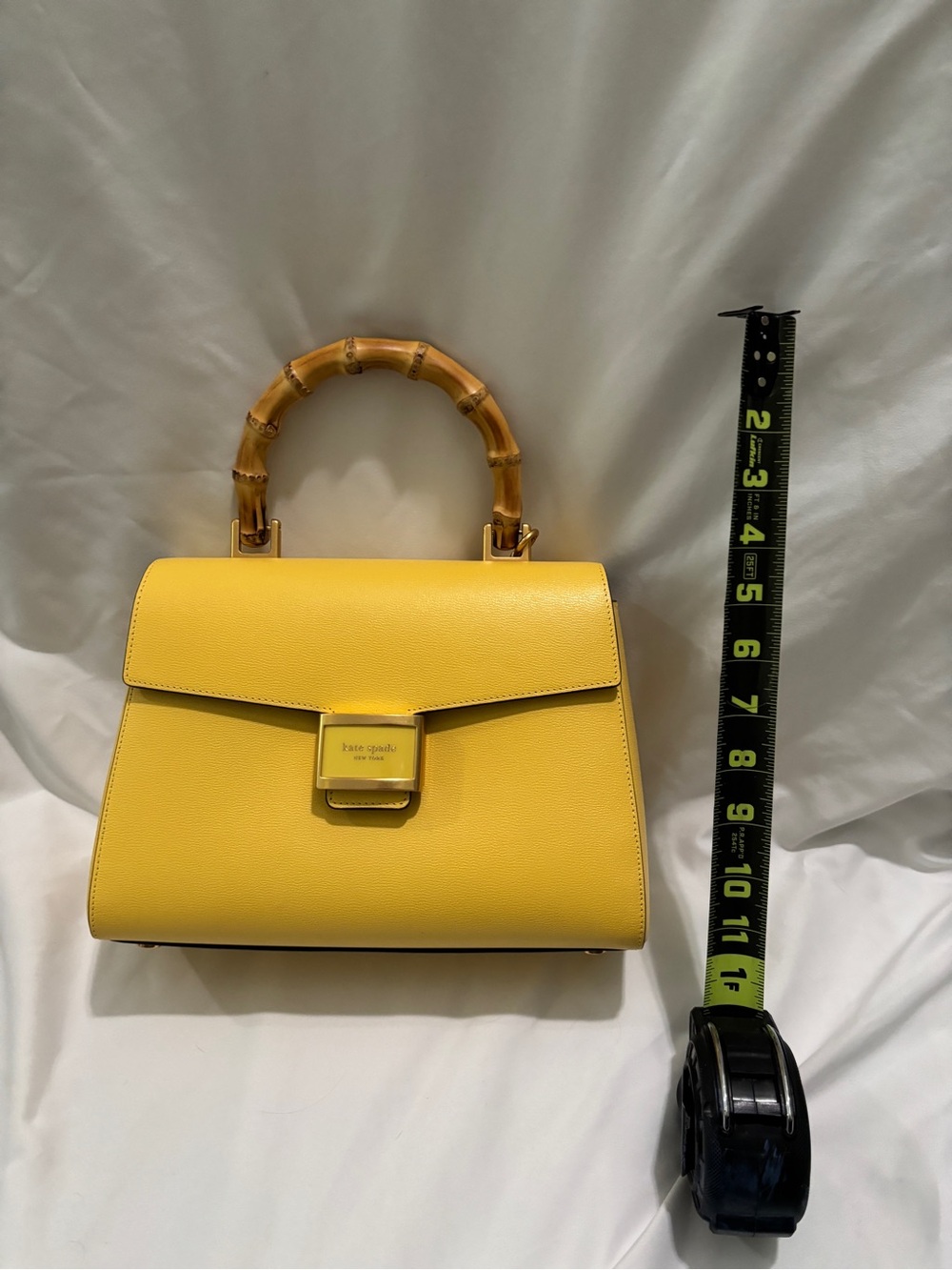 kate spade Yellow Leather Satchel with Bamboo Top Handle - Picture 3 of 6